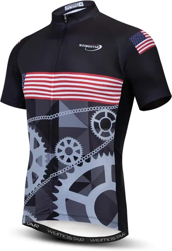 Vista 48 de Weimostar Hombre Ciclismo Jersey Manga Corta Bicicleta Ropa Multicolor Diamante