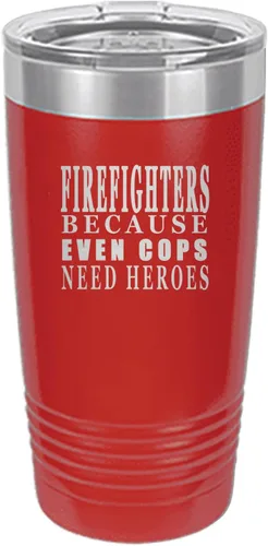 Vista 6 de Rogue River Tactical Funny Firefighter Even Cops Need Heroes - Taza de viaje de 20 onzas con tapa aislada al vacío del Departamento de Bomberos FD