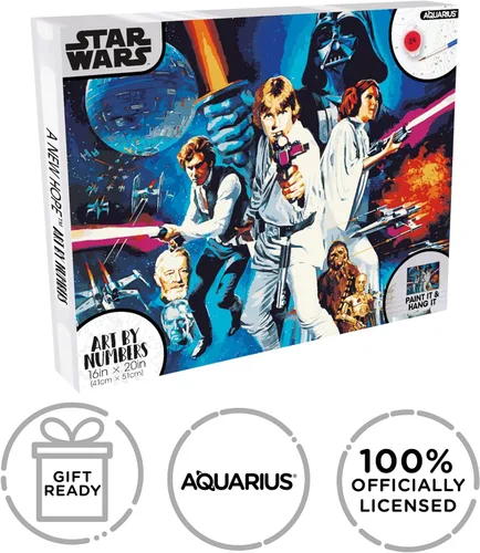 Vista 7 de Aquarius Star Wars Episodio IV A New Hope Art By Numbers Kit de pintura (lienzo estirado de 16 x 20 pulgadas), 24 pinturas, 3 pinceles de pintura