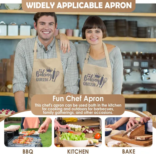 Vista 6 de Divertido delantal de cocina para mujeres y hombres, delantal de cocina para hornear con 2 bolsillos, lindo regalo de cumpleaños, Navidad, día