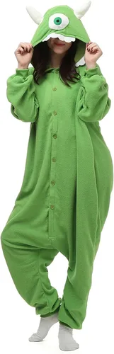 Vista 5 de Mike Wazowski - Disfraz de mameluco para mujeres y hombres adultos, unisex, para Halloween, fiesta, Navidad, pijamas de animales