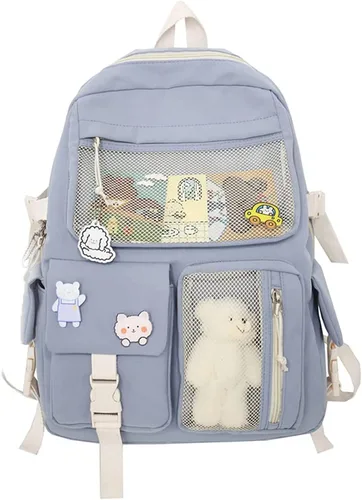 Vista 15 de Eagerrich Cute Aesthetic Kawaii Backpack for Teen Girls School Beige