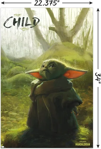 Vista 3 de Trends International Star Wars: The Mandalorian - Póster de pared del bosque, 22.375 x 34 pulgadas, paquete de póster y clip