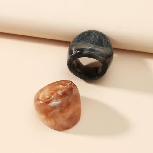 Vista 6 de Anillos gruesos de resina, anillos de resina acrílica, anillos anchos y gruesos para nudillos, anillo de articulación apilable, retro, acrílico