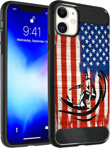 Vista 16 de CasesOnDeck - Funda compatible con Apple iPhone 11 / iPhone XI (2019) de 6.1 pulgadas, funda delgada de fibra de carbono TPU para acentuar arañazos