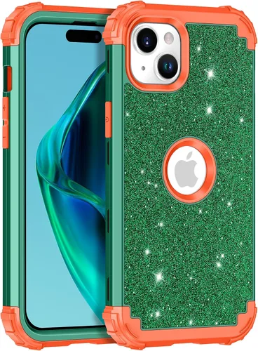 Vista 46 de LONTECT Funda para iPhone 15 Plus con purpurina brillante 3 en 1, a prueba de golpes, resistente, híbrida, resistente, funda protectora de alto