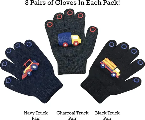 Vista 2 de N'Ice Caps 3 pares de guantes elásticos mágicos para niños y niñas pequeños