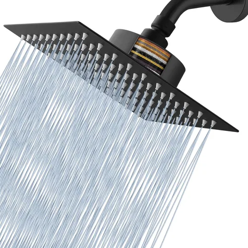 Vista 10 de Voolan Cabezal de ducha de lluvia con filtrado - Cabezales de ducha de lluvia grandes de alto flujo hechos de acero inoxidable - Filtro de cabezal