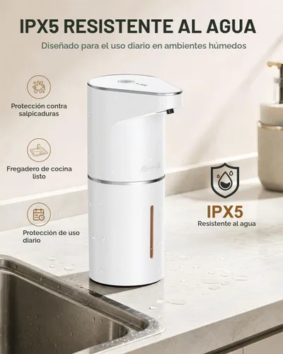 Vista 6 de Fantictas Dispensador automático de jabón líquido, 3 niveles para cocina y Blanco