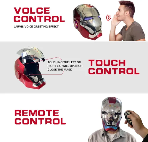 Vista 2 de Casco electrónico de aperturacierre, control de voz inglés 1 1, el modelo actualizado tiene una lámpara para los oídos, accesorios para casco