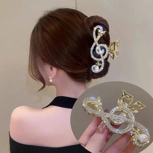 Vista 10 de Pinzas para el cabello grandes y realistas de metal negro con garra de araña, agarre fuerte, antideslizantes, accesorios para el cabello grueso