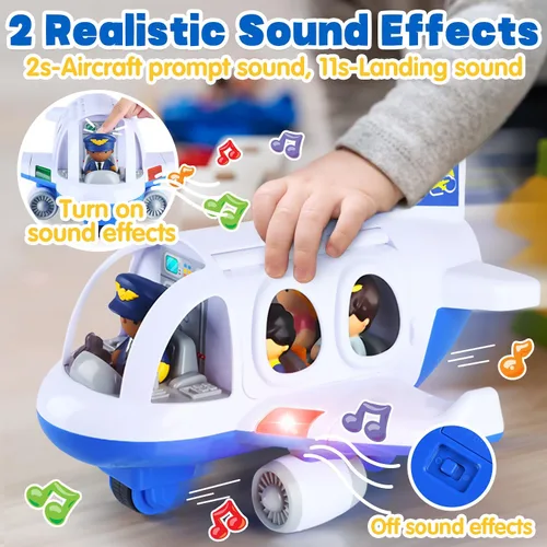 Vista 4 de Juguetes de avión PLAY para niños - Juguetes de avión para niños pequeños, aviones de viaje para niños de 2 años en adelante con figuras pequeñas