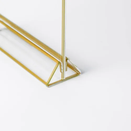 Vista 6 de UNIQOOO Soportes acrílicos para letreros con borde dorado, vista de retrato, paquete de 12 unidades, marco transparente de doble cara de 4 x 6