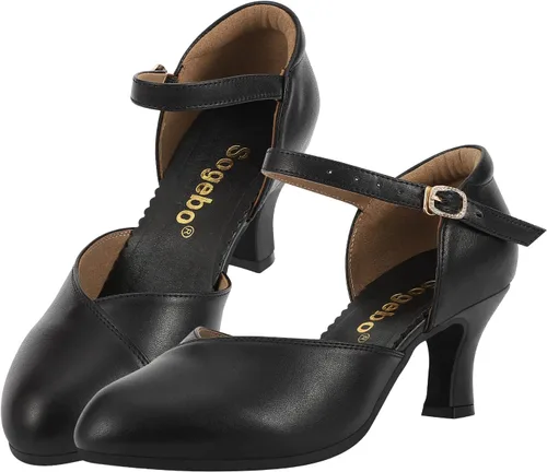 Vista 4 de Tacones con correa de tobillo para sala de baile, salsa latina, zapatos de baile para mujer