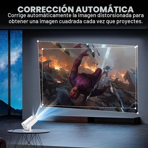 Vista 5 de Mini proyector con WiFi6 y Bluetooth, proyector portátil de películas para el hogar inteligente 4K 1080P, proyector inteligente giratorio de 180°