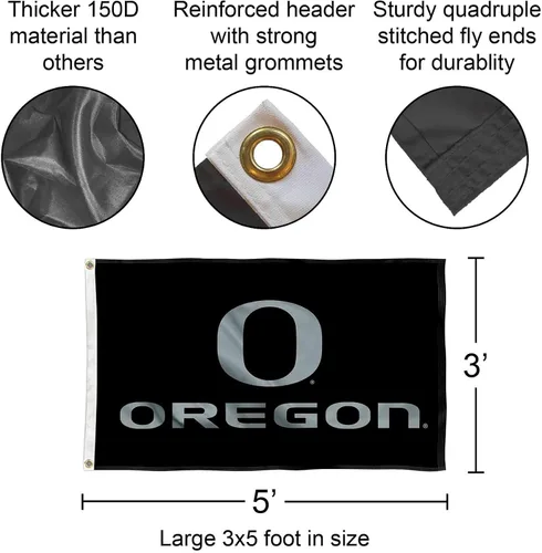 Vista 2 de Bandera negra de Oregon de 3 x 5