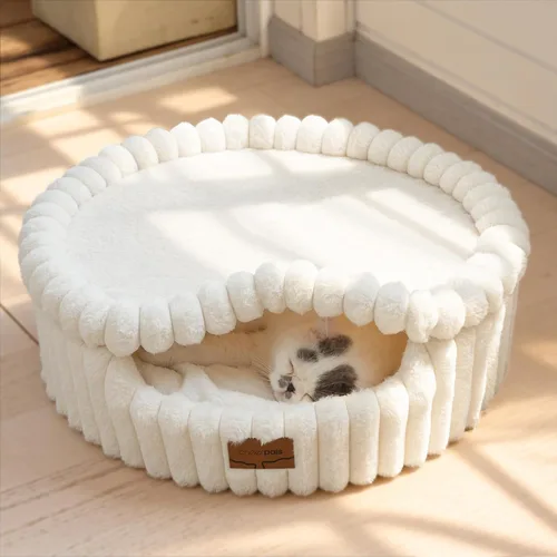 Vista 11 de CHEERPALS Cloud Cat Cave Bed for Indoor Cats Hooded Bed with Zipper((Grey)