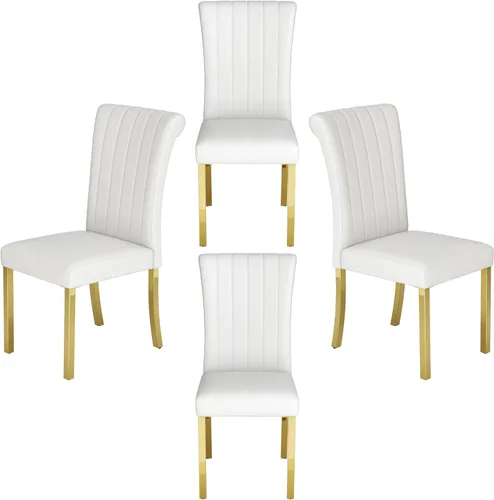 Vista 40 de Asday Upholstered Dining Chairs Set of 2, High Back Fabric Chairs, Beige Linen Fabric, High Back, Black Metal Legs