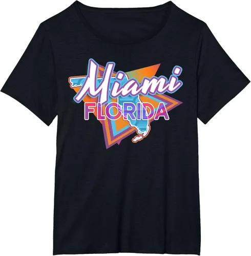 Vista 31 de Camiseta retro vintage de Miami Florida, Negro, S