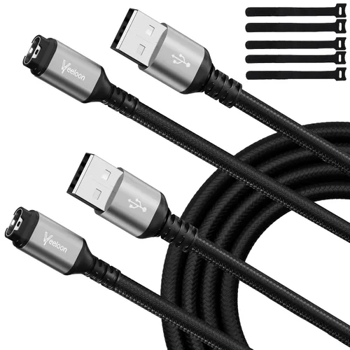 Vista 10 de Cable cargador de reloj Garmin en ángulo recto de 6 pies, paquete de 2 unidades, USB A de 90 grados a Garmin Cable adaptador de carga rápida