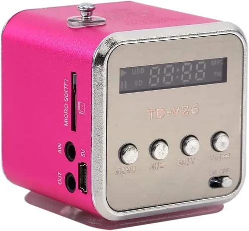 Vista 10 de Reproductor de música, mini altavoz Reproductor de música Radio FM portátil Estéreo PC Tarjeta de soporte de moda y disco U (negro)