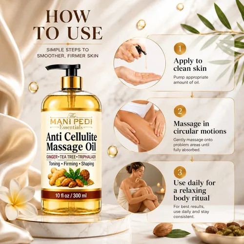 Vista 6 de TMPE Aceite de masaje anticelulítico con jengibre, árbol de té y hierbas Cuidado corporal dirigido · Tonos, Firmas y Formas visibles · Jengibre