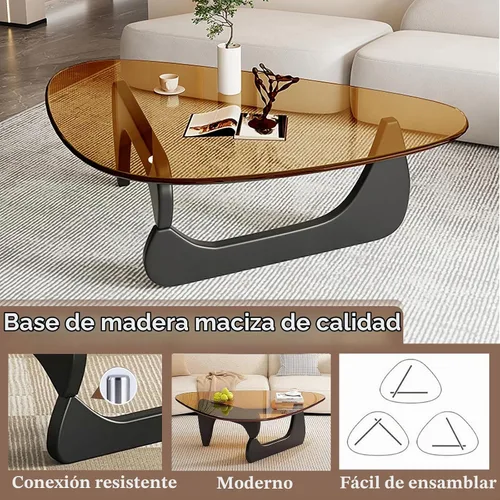 Vista 4 de Mesa de centro moderna de cristal, mesa de centro pequeña de mediados de siglo, mesa de centro para sala de estar, adecuada para dormitorio, sala