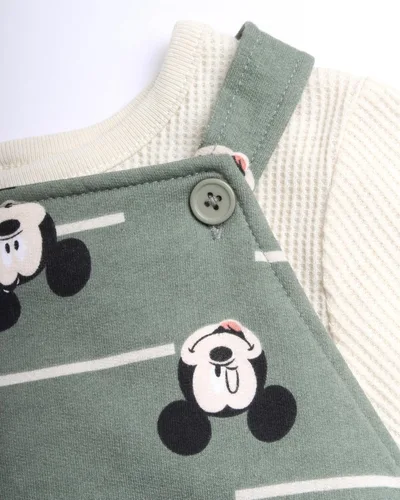 Vista 3 de Disney Conjunto de mono de Mickey Mouse para bebé, 2 piezas, mameluco y camisa de manga larga