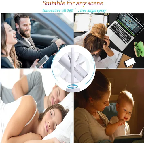 Vista 4 de Fuliying - Minihumidificador portátil de 6.8 onzas líquidas, humidificador pequeño de niebla fría con luz nocturna, humidificador de escritorio