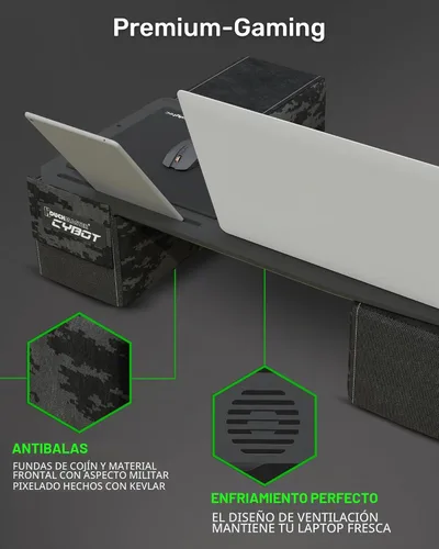 Vista 4 de Couchmaster® CYBOT - Escritorio ergonómico para cuadernos o equipos inalámbricos, incluyendo almohadas, alfombrilla de mouse