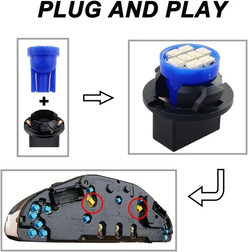Vista 2 de T10 194 168 Dash Instrument - Bombillas LED blancas de panel brillante, 10 unidades/juego (azul)
