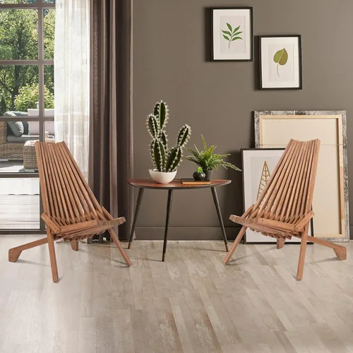 Vista 5 de Tumbona Adirondack plegable de madera, moderna de perfil bajo, silla de patio y porche para todo tipo de clima, sillas de salón para fogatas al aire