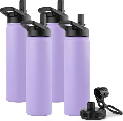 Vista 43 de DOMICARE Botella de agua para niños de 16 onzas para la escuela, de acero inoxidable, con aislamiento al vacío de doble pared, botella de agua