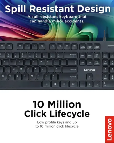 Vista 5 de Lenovo Teclado USB-C con cable 305 con teclado numérico, teclado de tamaño completo, diseño delgado, negro, conectividad USB-C, función dedicada