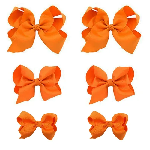 Vista 8 de Moños negros para niñas, 6 piezas de moños de cinta de grogrén hechos a mano con pinzas de cocodrilo, accesorios para el cabello para niñas