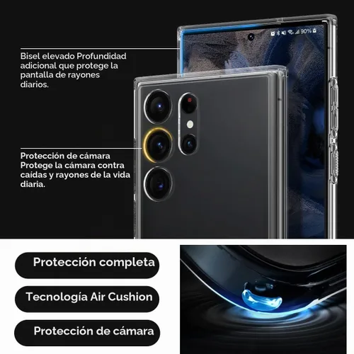 Vista 6 de Spigen Funda Ultra Hybrid S diseñada para Galaxy S23 Ultra (2023) [protección de grado militar] - Transparente