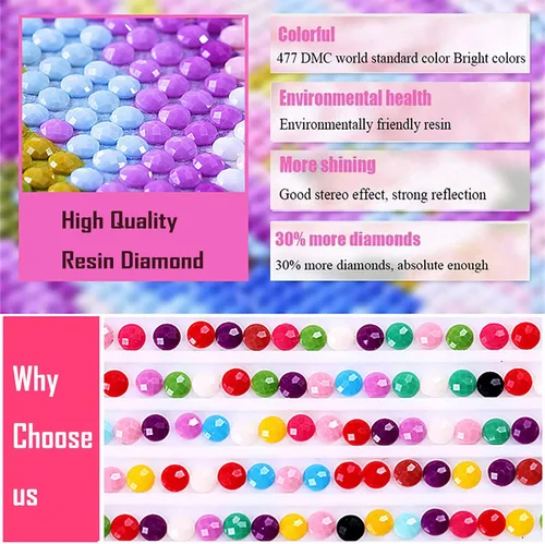 Vista 6 de Kits de pintura de diamantes 5D para adultos y niños, arte de diamantes, pintura de diamantes, arte de taladro completo, manualidades por números