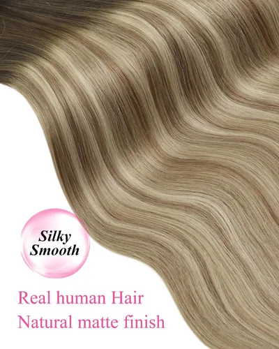Vista 100 de YoungSee Extensiones de Cabello Humano con Cinta Balayage Extensiones de Cabello con Cinta Marrón Oscuro Extensiones de Cabello con Cinta Ombre