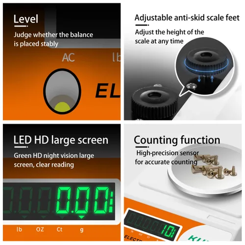 Vista 6 de Balanza analítica de precisión digital de laboratorio de alta precisión, 2.2 lbs x 0.00 oz, balanza electrónica de joyería, báscula de cocina