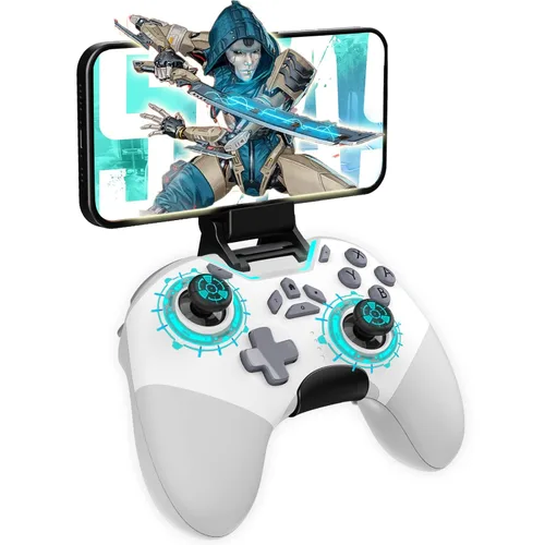 Vista 9 de Bluetooth Controller for Switch/PC/iPhone/Android/Apple Arcade MFi Games/TV/Steam, Hall Effect Joysticks Wireless Game Controller Gamepad with/Phone