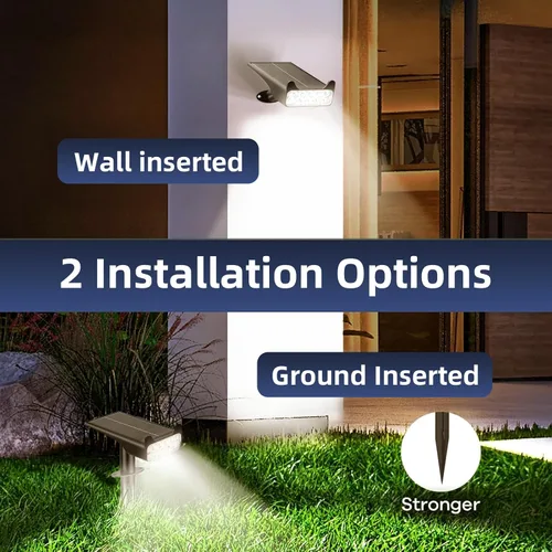 Vista 7 de HOFLYW Focos solares impermeables para exteriores, luces solares de camino de paisaje del atardecer al amanecer, iluminación al aire libre, 4 modos