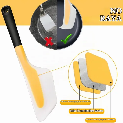 Vista 4 de Espátula de tortilla de silicona Turner, 13Inch Flip Fold Amarillo
