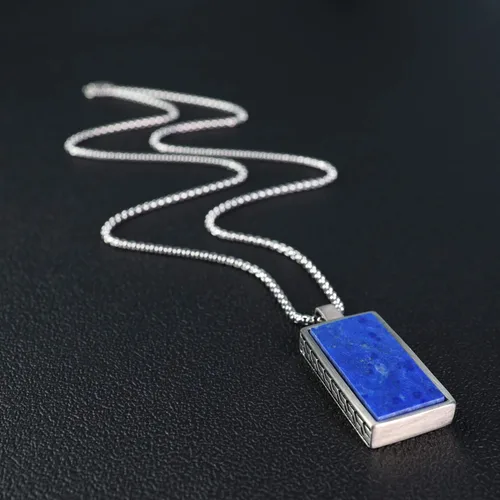Vista 5 de COAI Collar con colgante de piedra rectangular para hombre