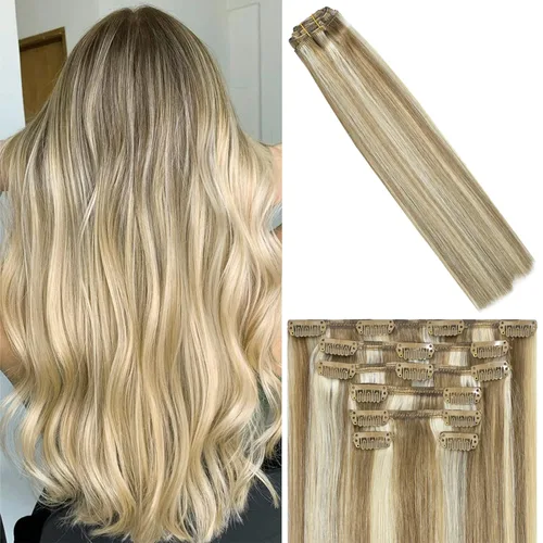 Vista 51 de WindTouch - Extensiones de cabello humano liso con pinzas, color negro azabache, 2.47 onzas, N.° 1, 12 pulgadas, 7