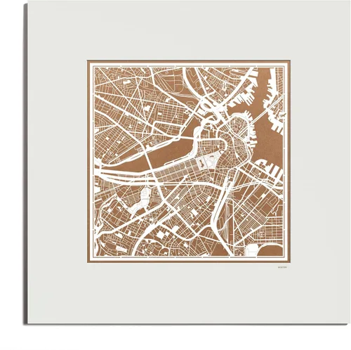 Vista 123 de O3 Design Studio San Diego, CA Paper Cut Map Matted Grey 20x20 in Paper Art