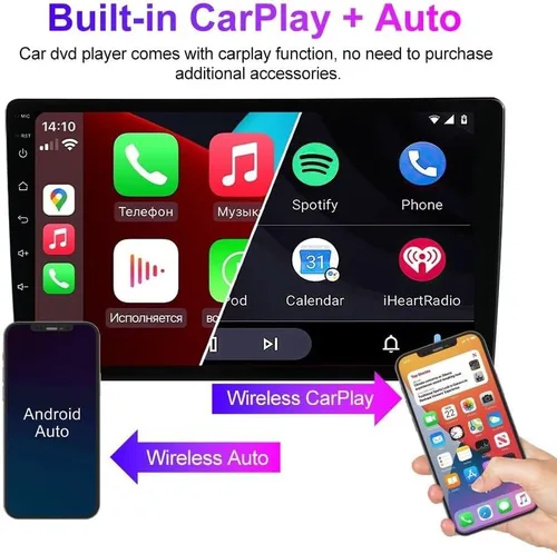 Vista 3 de Radio estéreo Android 13 para coche para Hyundai Sonata NF 2004-2008, Biorunn 9 pulgadas GPS inalámbrico con cable Car-Play Android Auto IPS