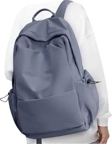 Vista 11 de Mochila Escolar Mochila de Día Casual Negra Bolso para Libros, A-Negro, Grande