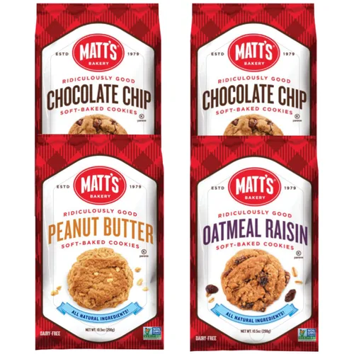Vista 8 de Matt's Bakery Galletas con chispas de chocolate, horneadas suaves, sin OMG, ingredientes totalmente naturales; 4 bolsas (10.5 onzas cada una)