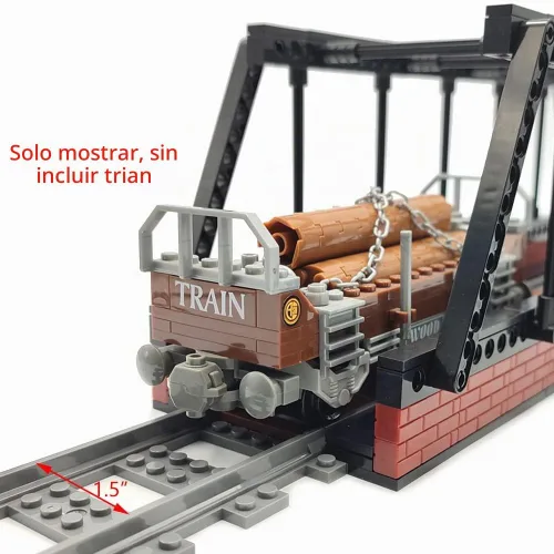 Vista 7 de Edificio de tren clásico, puente de ciudad, pasajeros, vías de tren expreso, juguetes, accesorios de construcción de ferrocarril, bloque