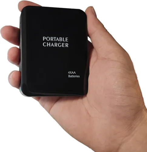 Vista 7 de Cargador de teléfono operado por batería con LED Banco de energía portátil con batería USB de emergencia alimentado por 4 pilas AA